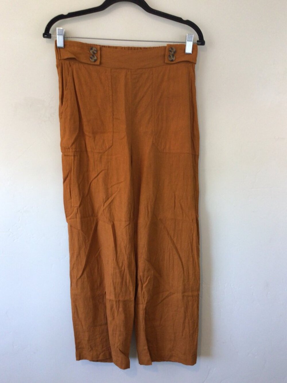 Calligraphie Burnt Orange Wide Leg Linen Blend Pants